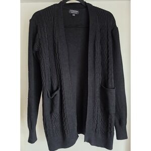 S. Christina Women's Cashmere Cardigan L/XL Black Long Sleeve Sweater Luxury